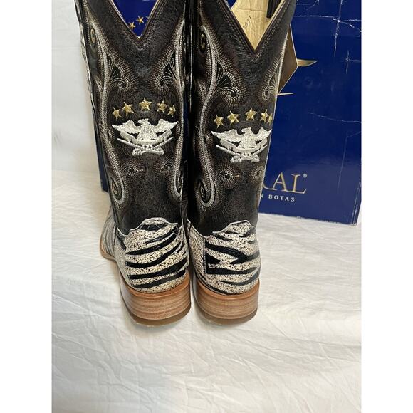 El General Cowboy Boots Mens Sz 8 Tiger Stripe Lizard Skin Exotic Leather Brown - Picture 11 of 16
